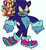 Size: 1318x1432 | Tagged: safe, artist:starfall-isle, chip, sonic the hedgehog, sonic unleashed, chipabetes, cute, duo, flapping wings, flying, looking at them, looking offscreen, mouth open, simple background, sonabetes, sonic the werehog, standing, were form, werehog, white background, wink