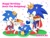 Size: 2224x1668 | Tagged: safe, artist:aogane_enagoa, sonic the hedgehog, chao, 2024, birthday, cape, chili dog, classic sonic, confetti, crown, food, happy birthday, heart, holding something, self paradox, simple background, sitting, sonic chao, standing, trio, white background