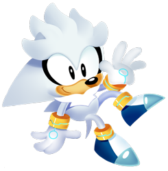 Size: 1181x1205 | Tagged: safe, artist:cherucat, silver the hedgehog, 2017, classic silver, classic style, cute, looking offscreen, mid-air, silvabetes, simple background, smile, transparent background, waving