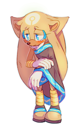 Size: 472x738 | Tagged: safe, artist:ilightningstari, gold the tenrec, 2015, blushing, crying, frown, hand on arm, lidded eyes, looking offscreen, sad, simple background, solo, standing, tears, transparent background