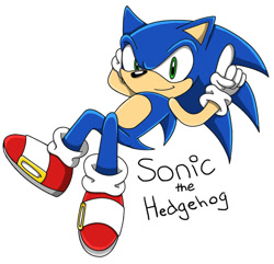 Size: 900x867 | Tagged: safe, artist:samsonic, sonic the hedgehog, hedgehog, blue fur, gloves, green eyes, male, shoes, socks