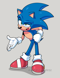 Size: 607x792 | Tagged: safe, artist:scourgefrontier, sonic the hedgehog, hedgehog, blue fur, gloves, green eyes, male, shoes, socks