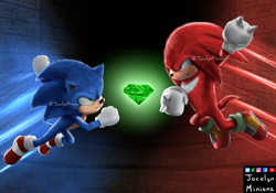 Size: 3000x2100 | Tagged: safe, artist:jocelynminions, knuckles the echidna, sonic the hedgehog, sonic the hedgehog 2 (2022), chaos emerald