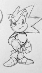 Size: 1084x1860 | Tagged: safe, artist:schauvel, sonic the hedgehog, 2024, classic sonic, line art, looking at viewer, pencilwork, sketch, smile, solo, standing