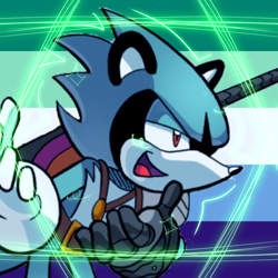 Size: 768x768 | Tagged: safe, artist:homophobic-sonic, cortez, edit, icon, lidded eyes, looking offscreen, mlm pride, pride flag background, smile, solo