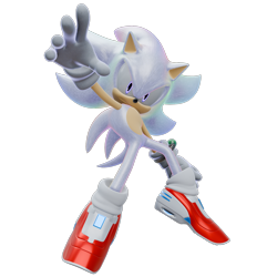 Size: 1920x1920 | Tagged: safe, artist:chaodude123, sonic the hedgehog, 3d, clenched fist, flying, frown, hyper form, hyper sonic, looking at viewer, mid-air, simple background, solo, transparent background