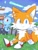 Size: 1536x2048 | Tagged: safe, artist:noob6232128, miles "tails" prower, sonic the hedgehog, wisp, yacker, blushing, clouds, cyan wisp, daytime, grass, outdoors, planet wisp, ring, sitting, smile, sonic colors, trio, white wisp