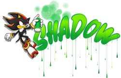 Size: 8988x5827 | Tagged: safe, artist:vei-6-vesuvius, shadow the hedgehog, 2024, character name, frown, graffiti, holding something, looking offscreen, mid-air, simple background, solo, spray can, transparent background, uekawa style