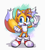 Size: 1800x2000 | Tagged: safe, artist:shadzzy_8a, miles "tails" prower, 2023, abstract background, clenched fist, cute, mouth open, one fang, signature, solo, standing, tailabetes