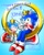 Size: 1623x2048 | Tagged: safe, artist:sonic0623sss, sonic the hedgehog, birthday, blue background, cape, classic sonic, crown, duo, happy birthday, king sonic, ring, self paradox, sitting, sparkles