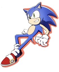 Size: 780x942 | Tagged: safe, artist:oudooooon427, sonic the hedgehog, grin, simple background, smile, solo, white background