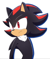 Size: 1178x1390 | Tagged: safe, artist:oudooooon427, shadow the hedgehog, looking offscreen, simple background, solo, white background