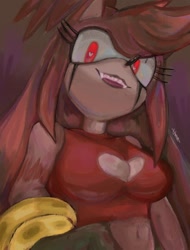 Size: 760x1000 | Tagged: safe, artist:umerouge, amy rose, alternate outfit, cleavage, heart, solo, there's something about amy